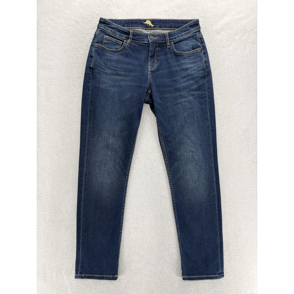 Tommy Bahama Slim Boyfriend Jeans Womens 29x29 Blue Dark Wash Mid Rise Stretch